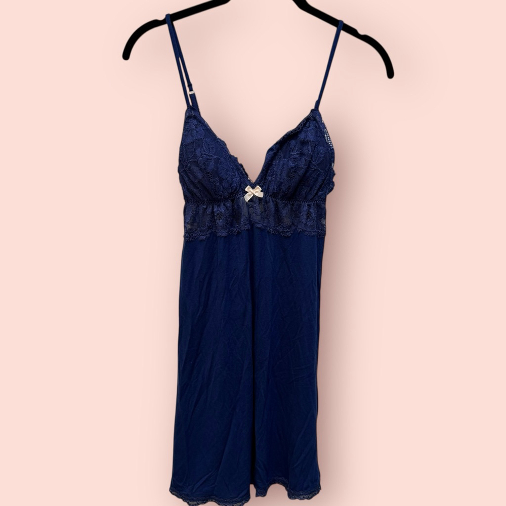 Victoria's Secret Navy Blue Lace Chemise